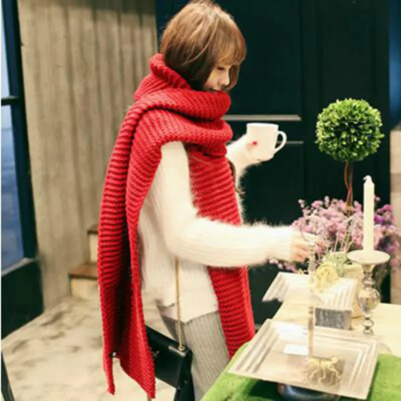 

new women men scarf Korean wool female student long thick warm knitting winter red black white Beige scarf