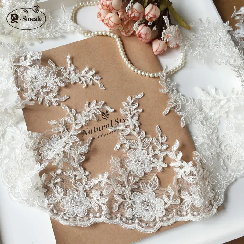 

Luxury Beading Car Bone Lace High-end Wedding Dress Veil Accessories Lace Trimmings for Sewing 16.5CM Wide
