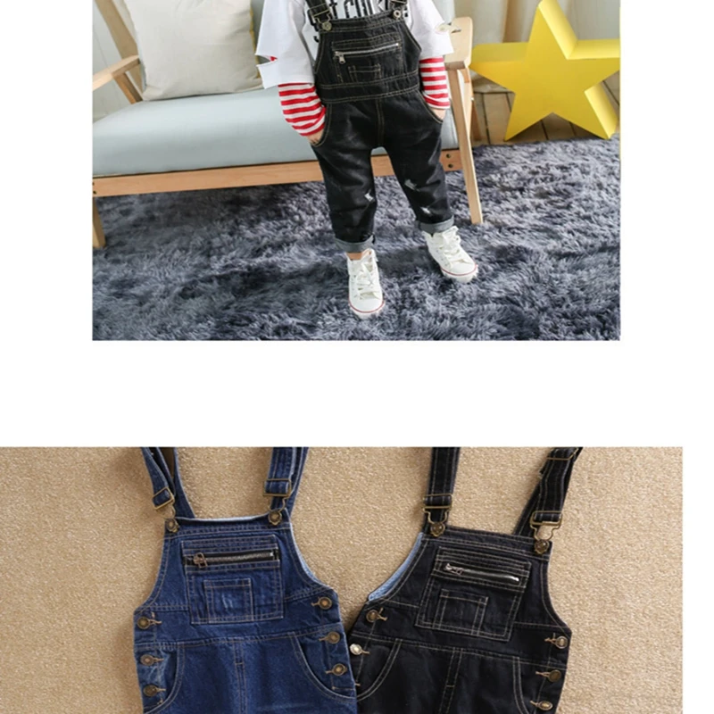 Baby Boys and childrens overalls jeans Pants clothes In the spring and autumn Stylish and simple Ripped jeans Pure color kids jeans Clothing (7)