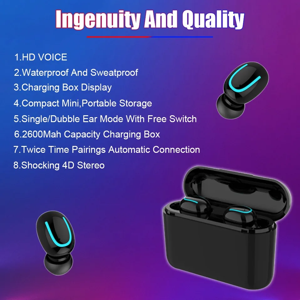 WHaY TWS 5.0 Bluetooth Headphones Wireless Earphone Stereo Earbuds Headset with Mic Charging Box for Phone Bluetooth Earphones   (4)