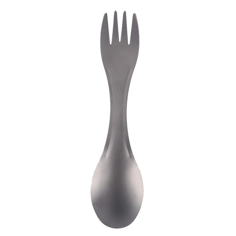 

New Outdoor Camping Spork Fork Spoon EDC Mini Portable Lightweight Useful Titanium Alloy Backpacking Cutlery Dual Use
