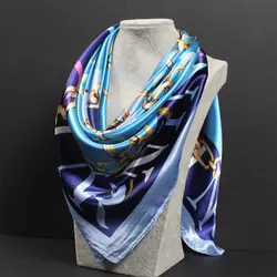 Шёлковый шарф, модный платки Атлас шарфы-шали большой размеры 90*90 см квадратный шелк волос/головы шарфы для женщин Женский платок