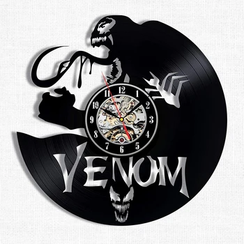 

Venom Wall Clock Modern Design for Living Room Creative Movie Theme Vintage Vinyl Record Clocks Wall Watch Home Decor Silent