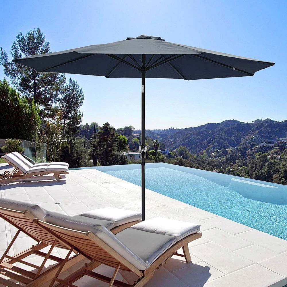 Yescom 9 Ft Metal Patio Umbrella Tilt Hand Crank 8 Ribs Market Table Umbrella Aliexpress