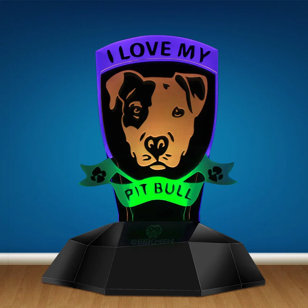 3D линейный светильник I Love My Pitbull светодиодный ночник лампа для собак Pit Bull
