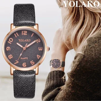 

YOLAKO Brand Women Colorful Numeral Dial Wrist Watches Casual Luxury Leather Quartz Watch Clock Relogio Feminino Drop Shipping