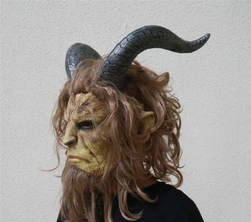 Фильм красота и маска животного Косплей принц маска животного Хэллоуин украшение для карнавальной вечеринки латексная Лев ужас маска с париком