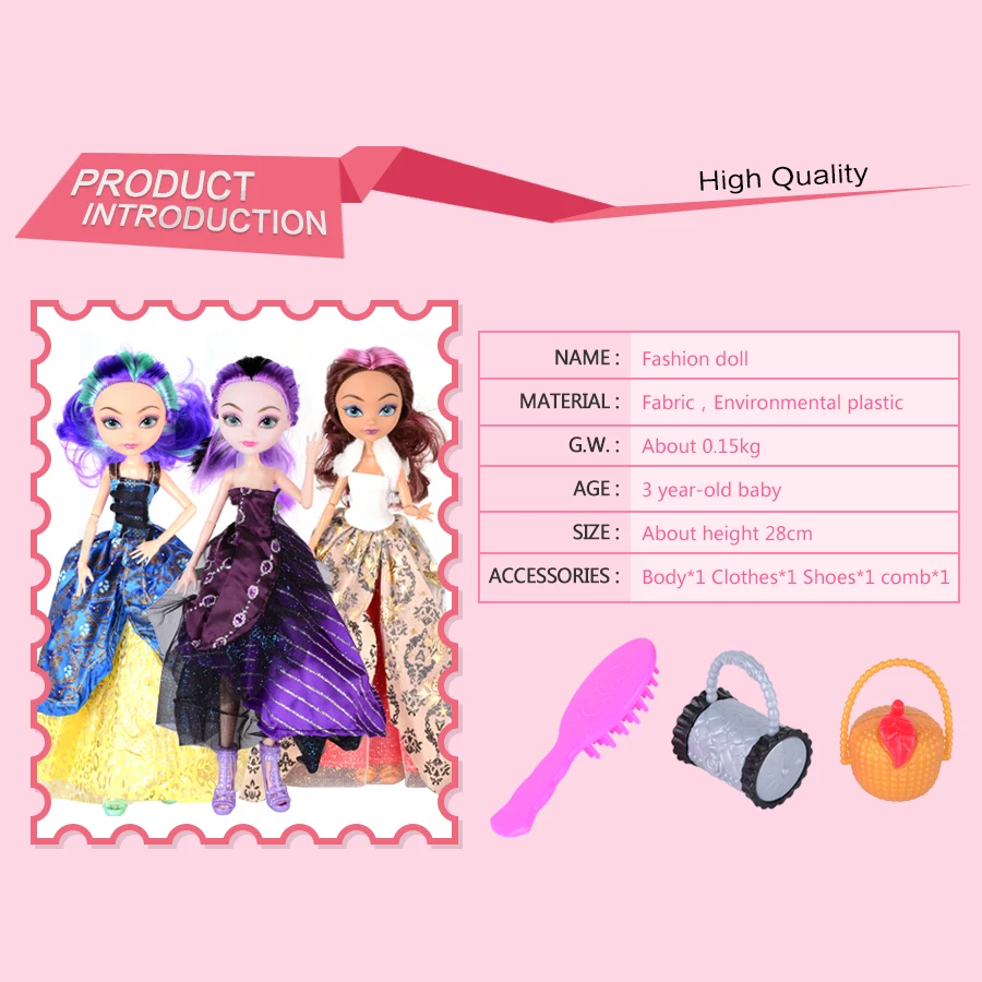 3-Pack UCanaan Ever After High Dolls - Moveable Joints, Featuring Apple White, Madeline Hatter, and Raven Queen - Perfect Birthday Gift for Kids image 6
