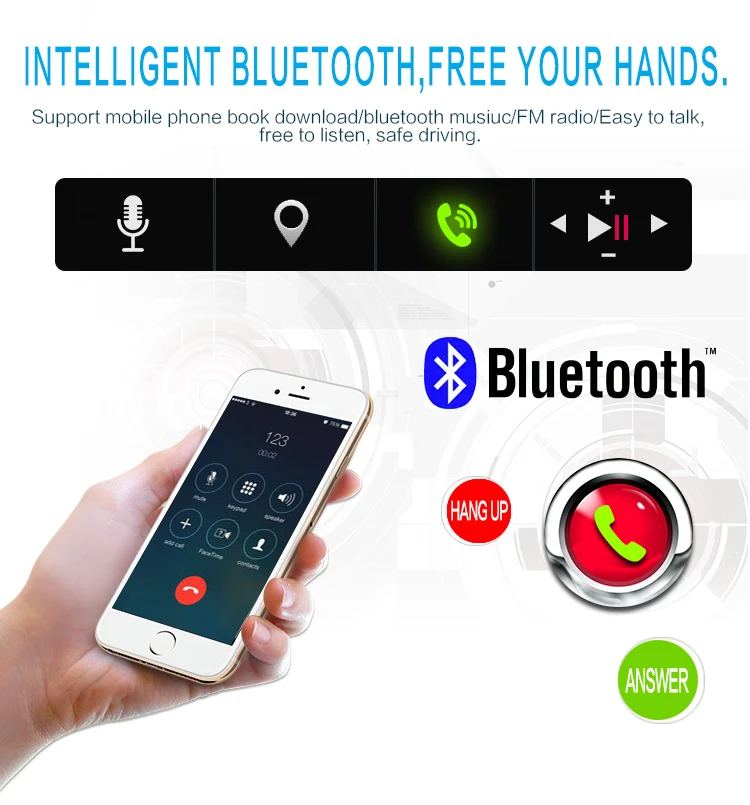 Универсальный Bluetooth 2 Din 6,95 дюймовый сенсорный экран автомобильный CD/DVD плеер