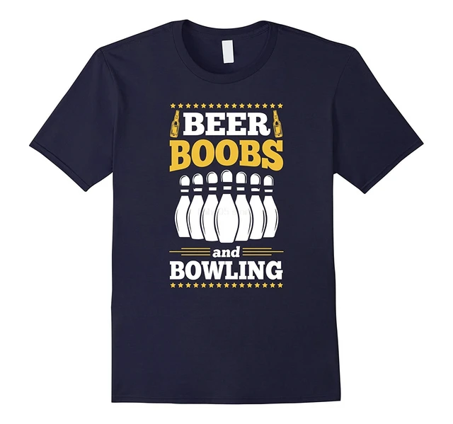 Best Price GILDAN men shirt Beer Boobs and Bowling T-Shirt for Men Men's Short Sleeve T-Shirt Streetwear tees