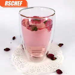 RSCHEF 1 шт. кухонная круглая чашка для молока 450 мл двойное прозрачное стекло