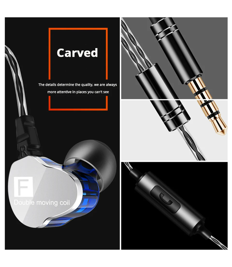 In Ear Sport Earphones Earbuds Dynamic Drivers Headset Wired Earphone For Phone Stereo Mic Dual Driver Earphone With Microphone (10)