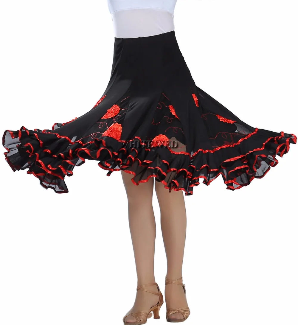 Cute Floral Ballroom Dance Fly Skirt Dancewear for Performance Square