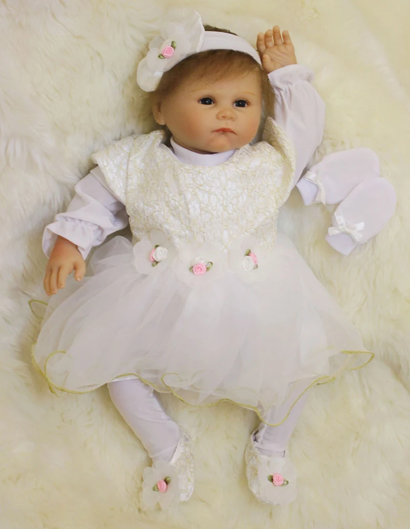 

Pursue 55 cm New Blue Eyes Real Newborn Silicone Reborn Babies Princess Doll for Children Girl Adora Reborn Baby Dolls for Sale