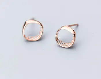 

1pair 9.5MM 100% REAL. 925 Sterling Silver Fine Jewelry white cz inside design Geometric Square stud Earrings GTLE2178