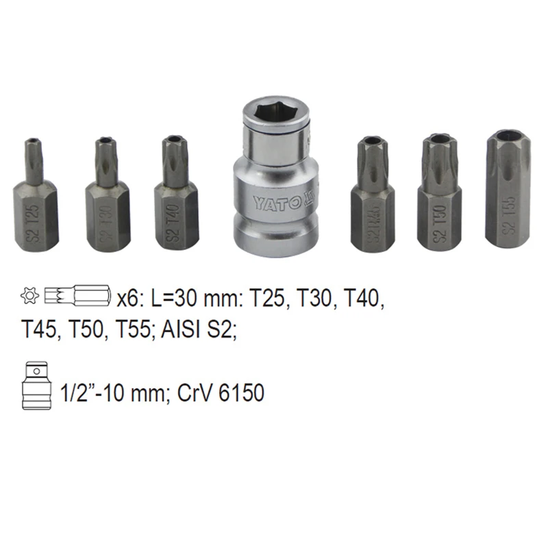 Промышленный Прочный 10 мм шестигранный хвостовик ударный шлицевой винт Torx шестигранный RIBE отвертка бит с 1/" приводной разъем адаптер набор инструментов