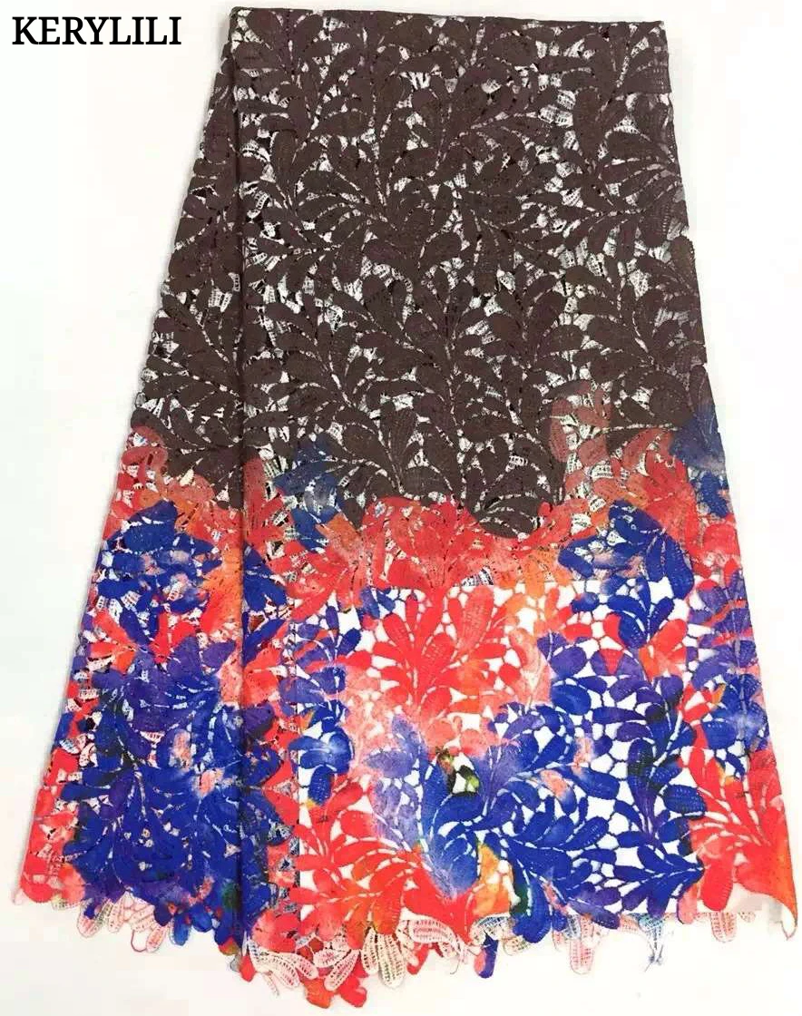 

KER YLILI African Cord Lace Fabric 2017 High Quality Lace Guipure Embroidered French Lace Fabric Dress Wedding Sewing KRL-1145
