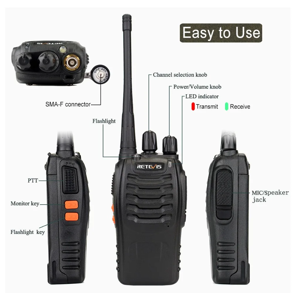 6pcs Walkie-Talkie Retevis H777 USB Charger 16CH UHF 2Way Radio+6* Mini Mic US