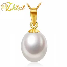 Clásico 18 K oro amarillo joyería fina perla natural perla colgante collar piedra blanca grande Amuletos colgante mejor regalo para las mujeres D01