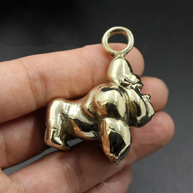 

1PC Solid Brass King Kong Gorillas Lanyard Pendant Keychain Key Chain Ring Decorative Accessories EDC Multipurpose Pendant