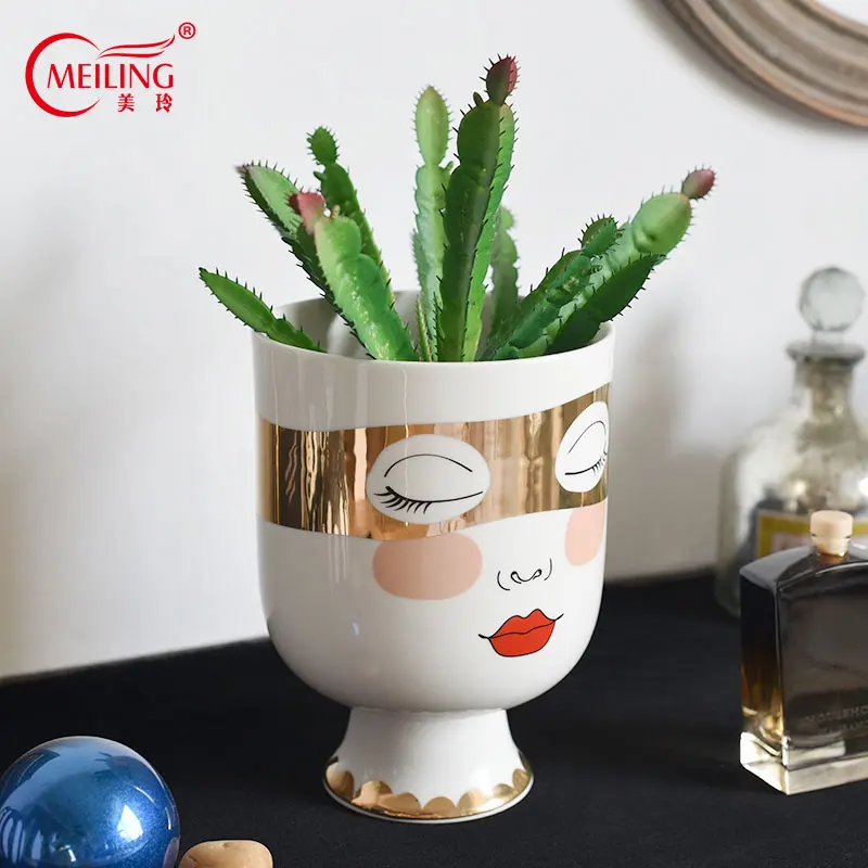 

Personalized Vase Double-side Face Decoration Home Ceramic Vases For Flower Unique Wedding Housewarming Gift Pottery Vase Filler
