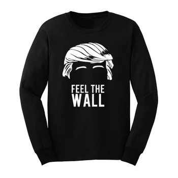

Mens Funny Donald Trump Build a Wall Long Sleeve T-Shirts Casual Men Tee