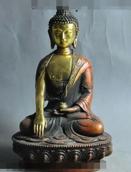 

S5258 8"Tibet Buddhism fane bronze gilt sakyamuni Shakyamuni Medicine Buddha statue