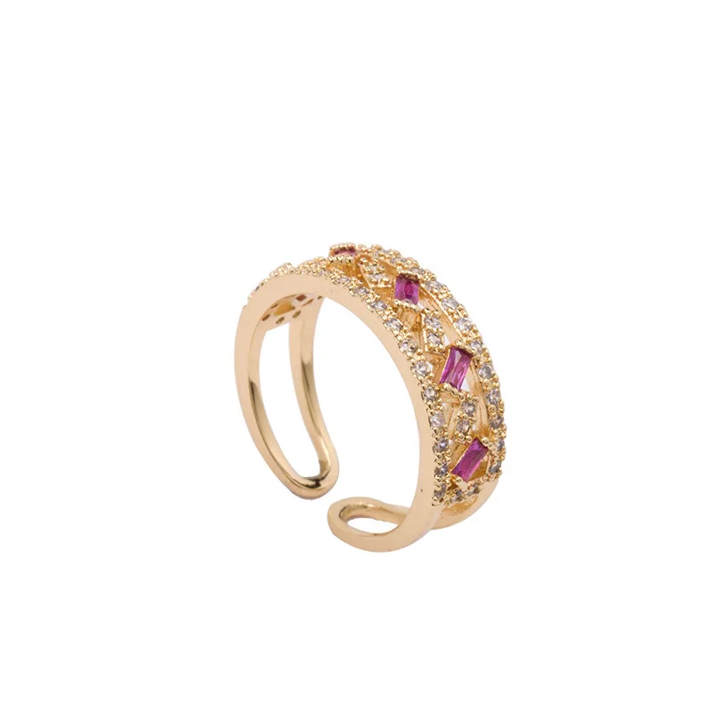 

Geometric Zirconia Open Ring New Fashion Jewelry Adjustable Rings For Women Lady Valentine's Day Gifts Bijoux