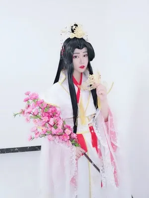 Аниме Tian Guan Ci Fu Cos Xie Lian Yue Shen Платиновый Павлин косплей полный набор парик обувь аксессуары ткань