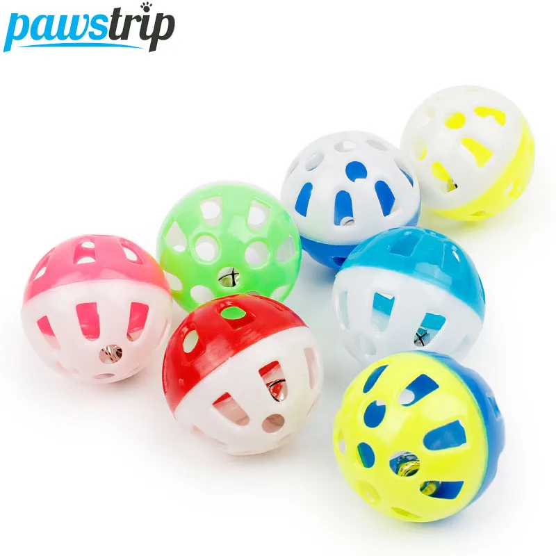 

10pcs/lot Plastic Pet Cat Toys With Small Bell Diameter 3.5cm Colorful Ball Toy