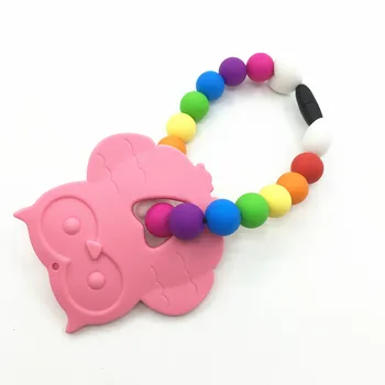 

silicone teething pendant Silicone Baby Teething Toy or Accessory for Baby Carrier Food Grade Silicone owl pendant carrier toys