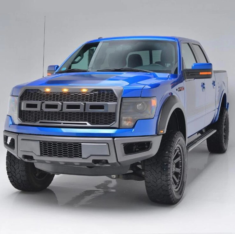 

For Ford F150 2009 2010 2011 2012 2013 2014 Car ABS Plastic Black Front Grilles Shiny Front Center Mesh Grills With Led Light