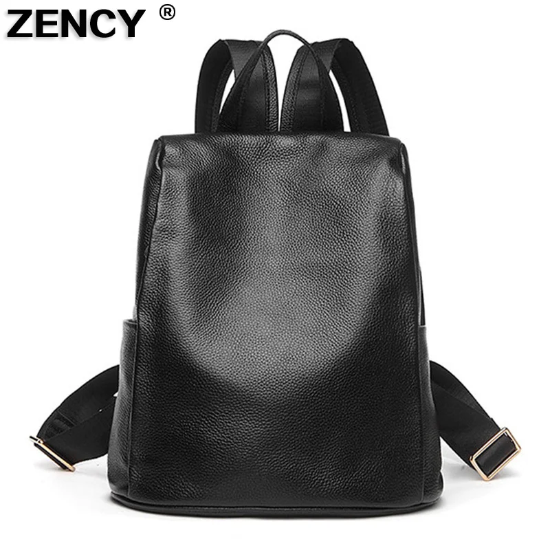 

ZENCY 2019 Fashion 100% Soft Natural Genuine Leather Shoulder Backpack Women Ladies Girls First Layer Cowhide School ipad Bags