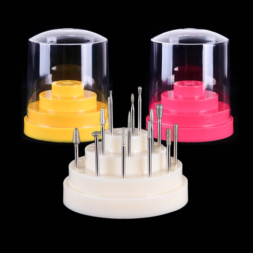 48 Holes Acrylic Nail Drill Bits Storage Box Holder Display Nail Files