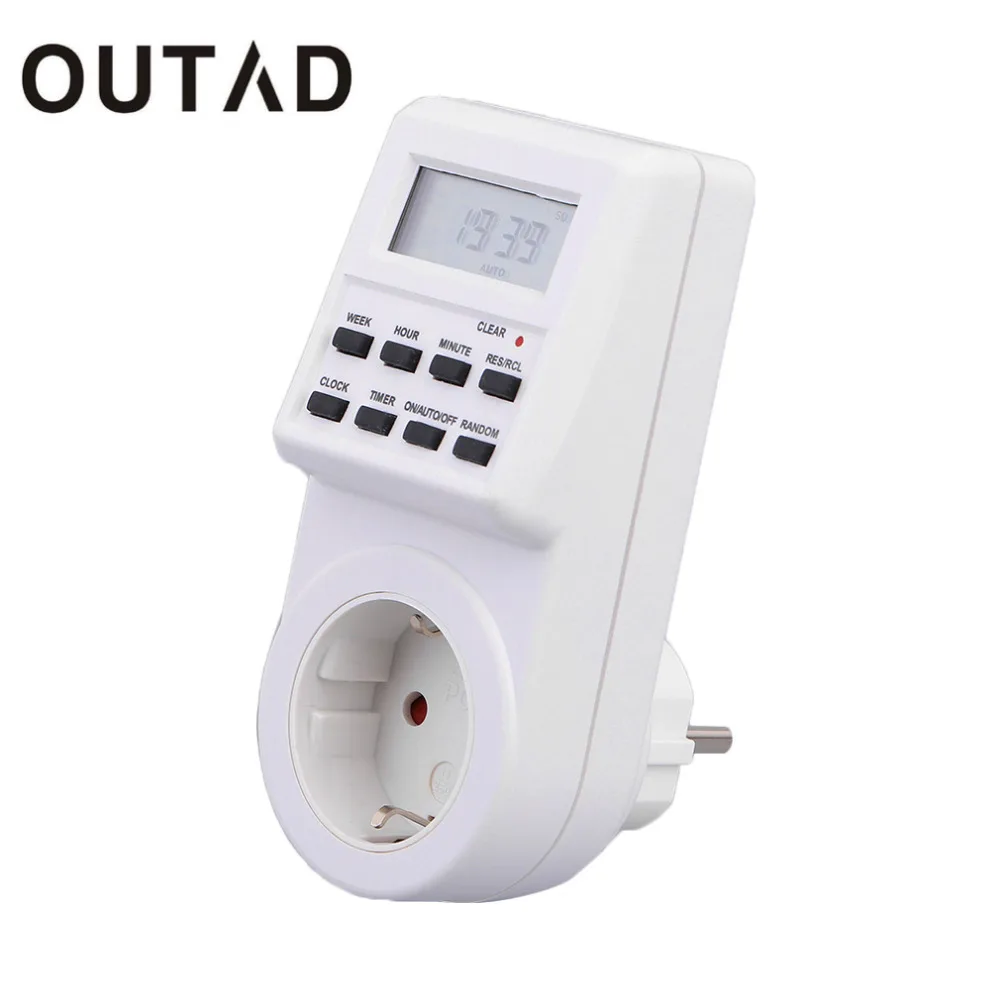 

OUTAD Programmable Digital Timer Switch Socket Clock Summer Time Countdown Time Function 100-240V EU Plug Timer Drop Shipping