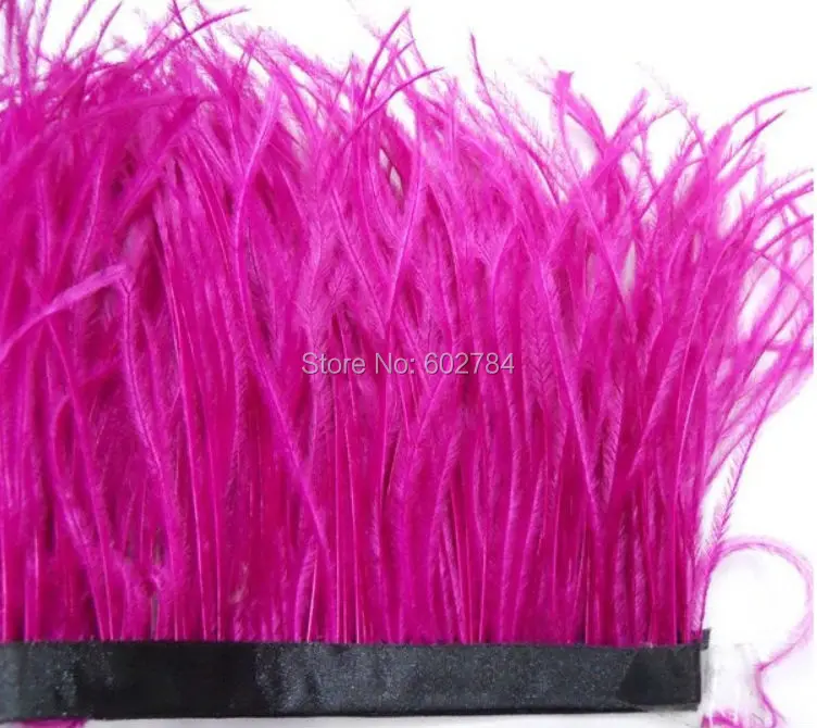 

Free Shipping 10meters 5-6" 13-15cm width Fushcia Hot Pink Ostrich Feather Ribbon feather fringe Feather trimming