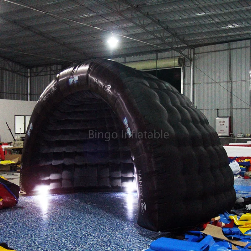  Free shipping 5X2.5X3 meters inflatable black dome igloo LED lighting air blown tent toy tent