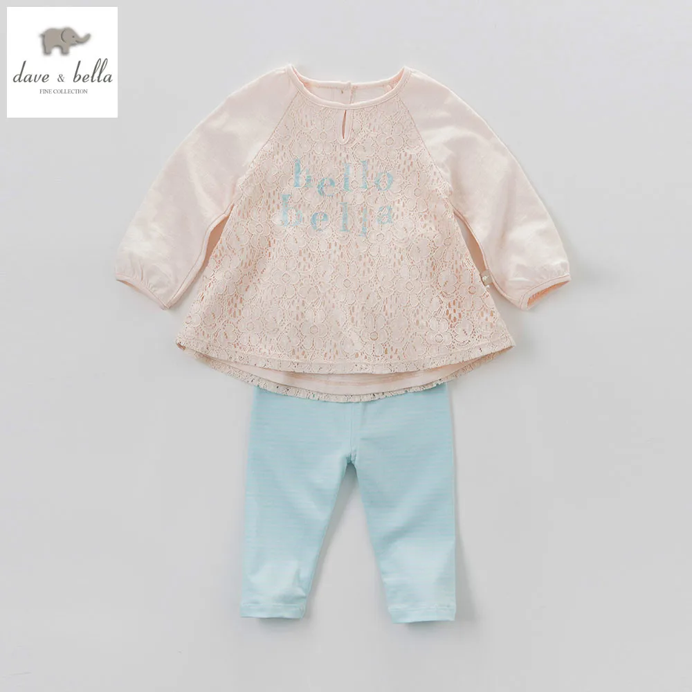 DB4517 dave bella spring baby girls apricot pink clothing sets kids