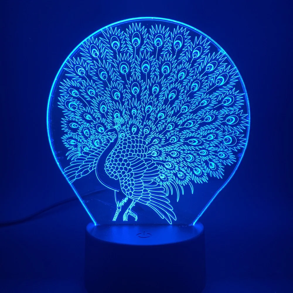 

Animal Peacock 3d Lamp Visual Light Effect Peahen Led Night Light for Baby Nursery Room Nightlight Dropshipping 2019 Atmosphere