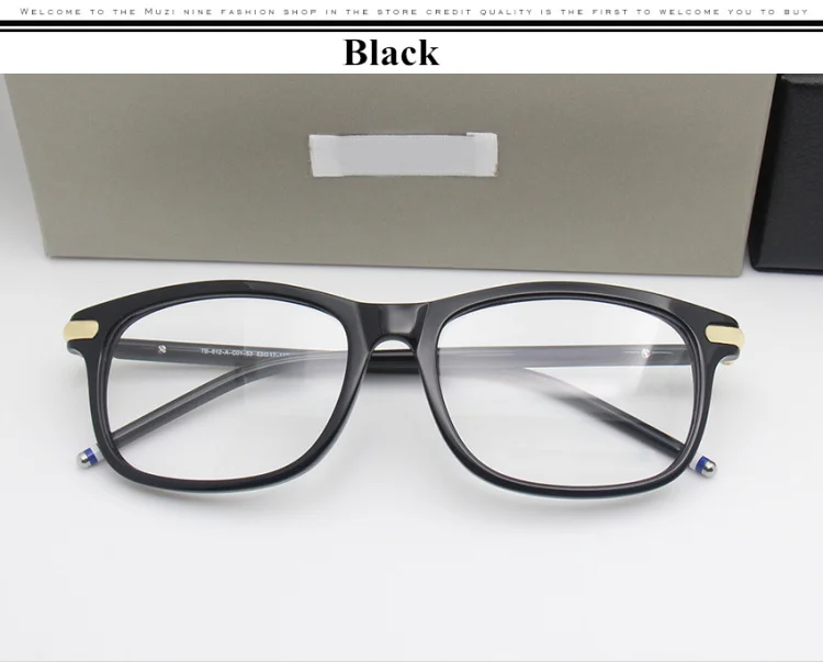 Бренд Дизайн Том ацетат бизнес очки мужские ретро оптические очки по рецепту оправа женские очки oculos de grau - Цвет оправы: Black