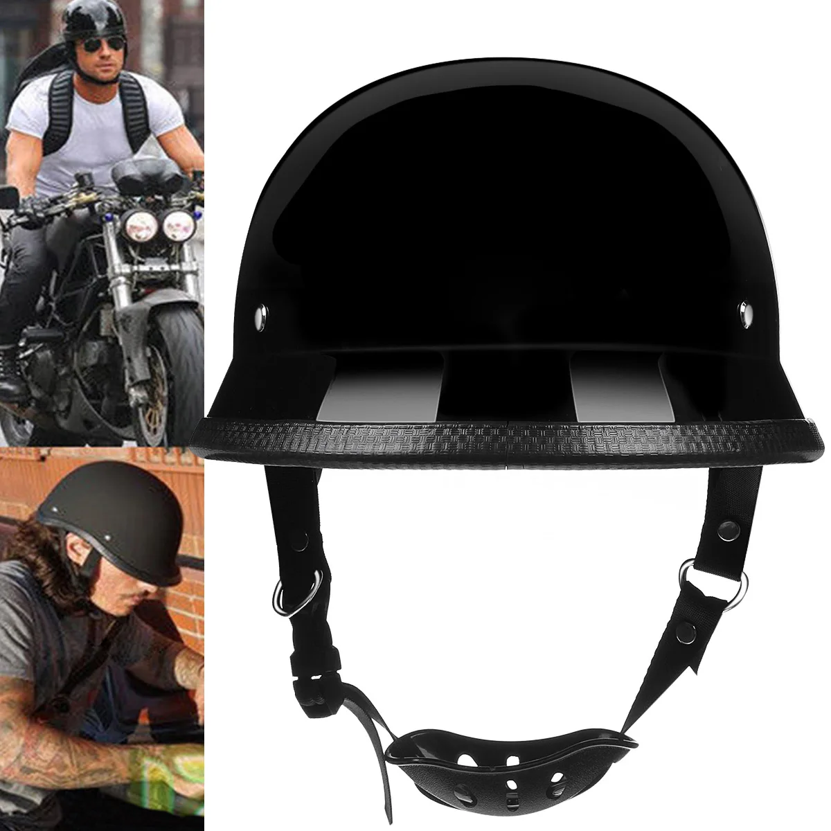 DOT Motorcycle German Style Half Face Helmet Motocross Chopper Cruiser Biker M