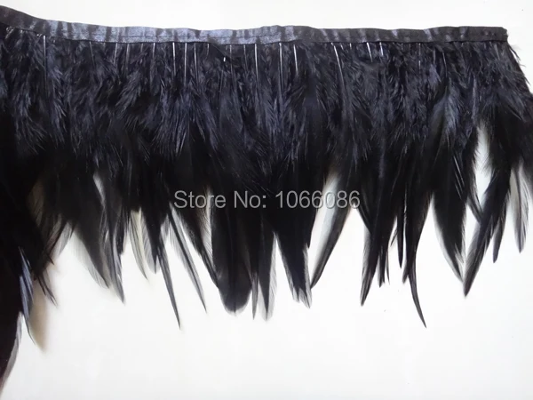 

Free Shipping 10Meters/lot black Rooster Hackle Feather Trims 15-20cm width Saddle Feather Ribbons Chicken Feather trimming