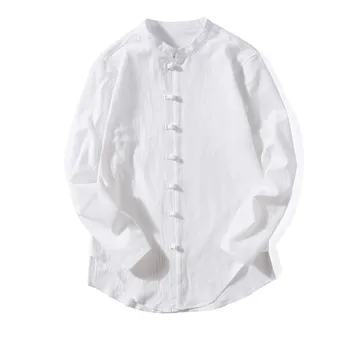 

Men's Casual Tops Summer Long-Sleeve Linen Solid men shirt long sleeve