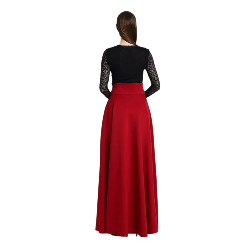 ETOSELL Мода Высокая талия Pleat Элегантный повседневное уличная длинные женские мягкие однотонные цвет юбка плюс размеры S-5XL co1