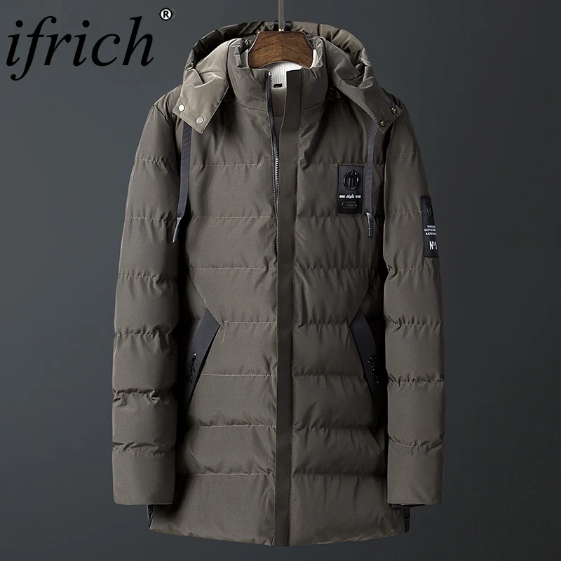 2019 Winter Heren Parka Jas Lange Slanke Dikke Warme Top Kwaliteit Waterdichte Rits Merk Jas voor Mannen Ropa De Hombre kleding Mannelijke