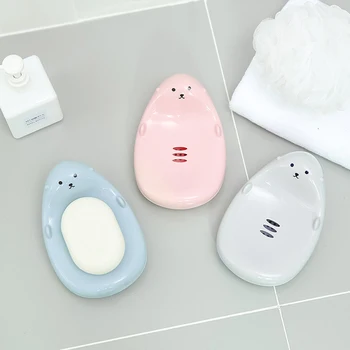 

Bathroom Cartoon Shower Soap Box Draining Soap Dishes Storage Rack Candy colors Home Kitchen Cleaning Soap Storage Stand Holder