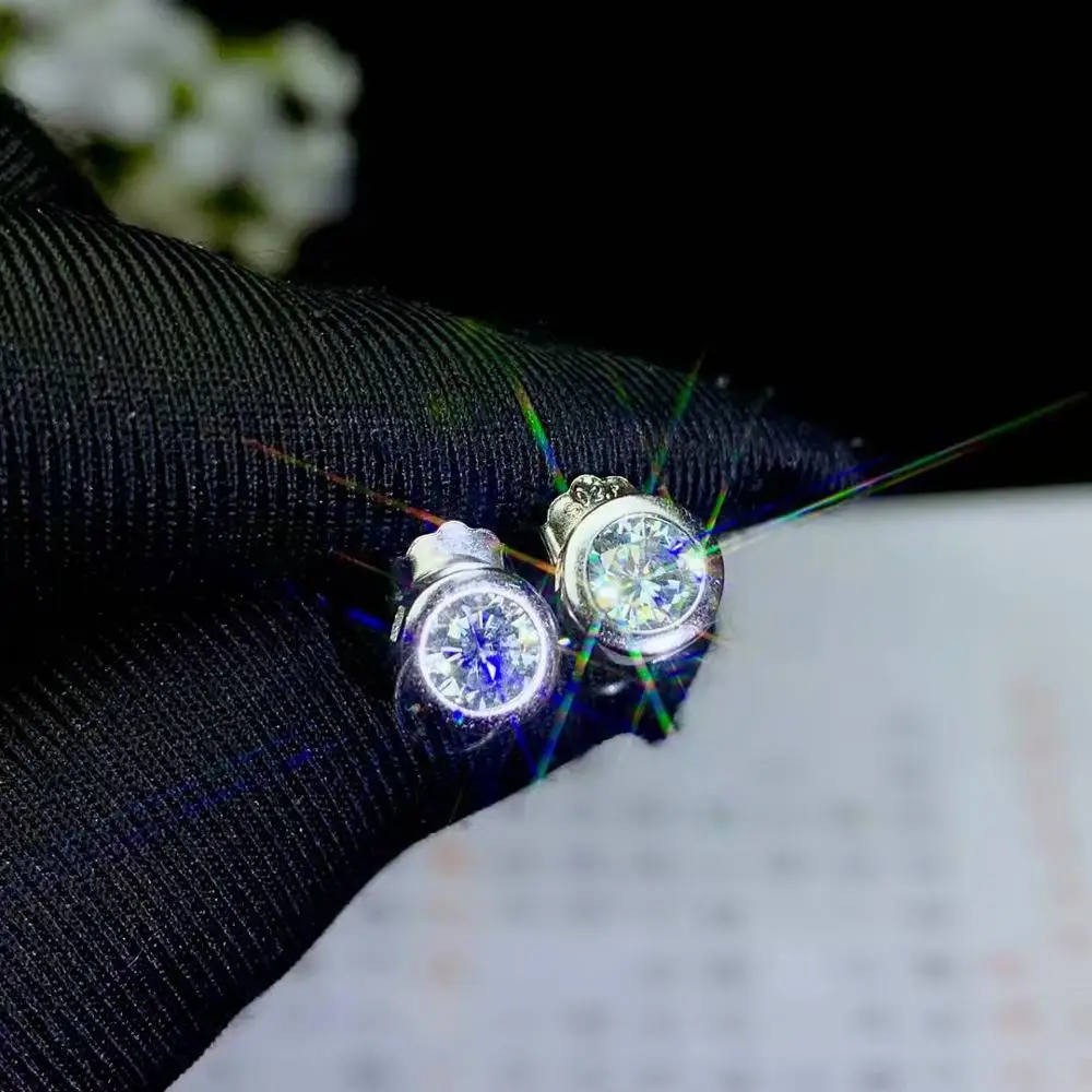 Женские серьги с блестящим кристаллом moissanite из серебра для подарка на день