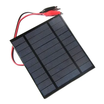 

BUHESHUI 5V 2.5W Mini Solar Panels+Crocodile Clip For 3.7V Battery Charger Solar Cell DIY Solar Chager 150*130MM 2pcs/lot NEW