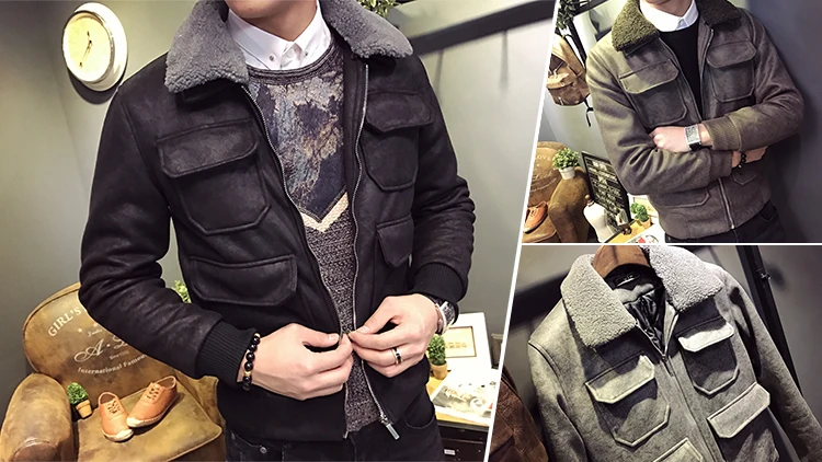 Chaqueta Invierno Hombre зимняя мужская пуховая модная зимняя куртка-бомбер с воротником из овечьей шерсти, черное, зеленое Стеганое пальто, приталенное M-3XL