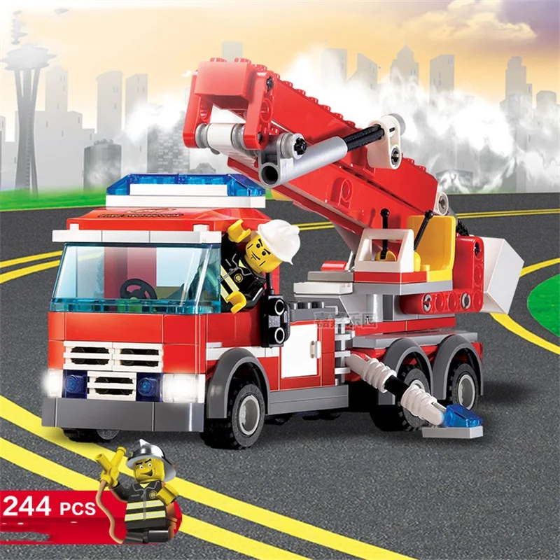City Series Building Blocks Fire Fighting Truck firefighting ladder Bricks Compatible Legoed City Educational Toys For Children